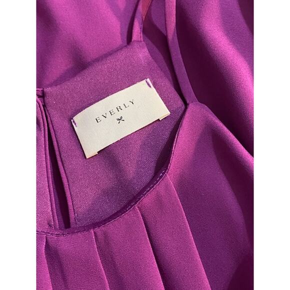 EVERLY Flowy Plum Chiffon High Neck A-line Mini Dress Large Whimsigoth Fairy - Picture 5 of 6